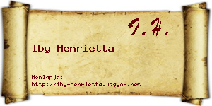 Iby Henrietta névjegykártya